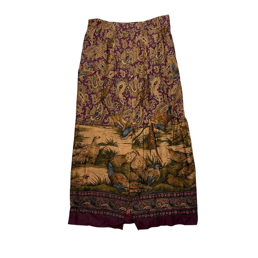 Vintage Alexander Campbell Rayon Paisley Bird Skirt 8